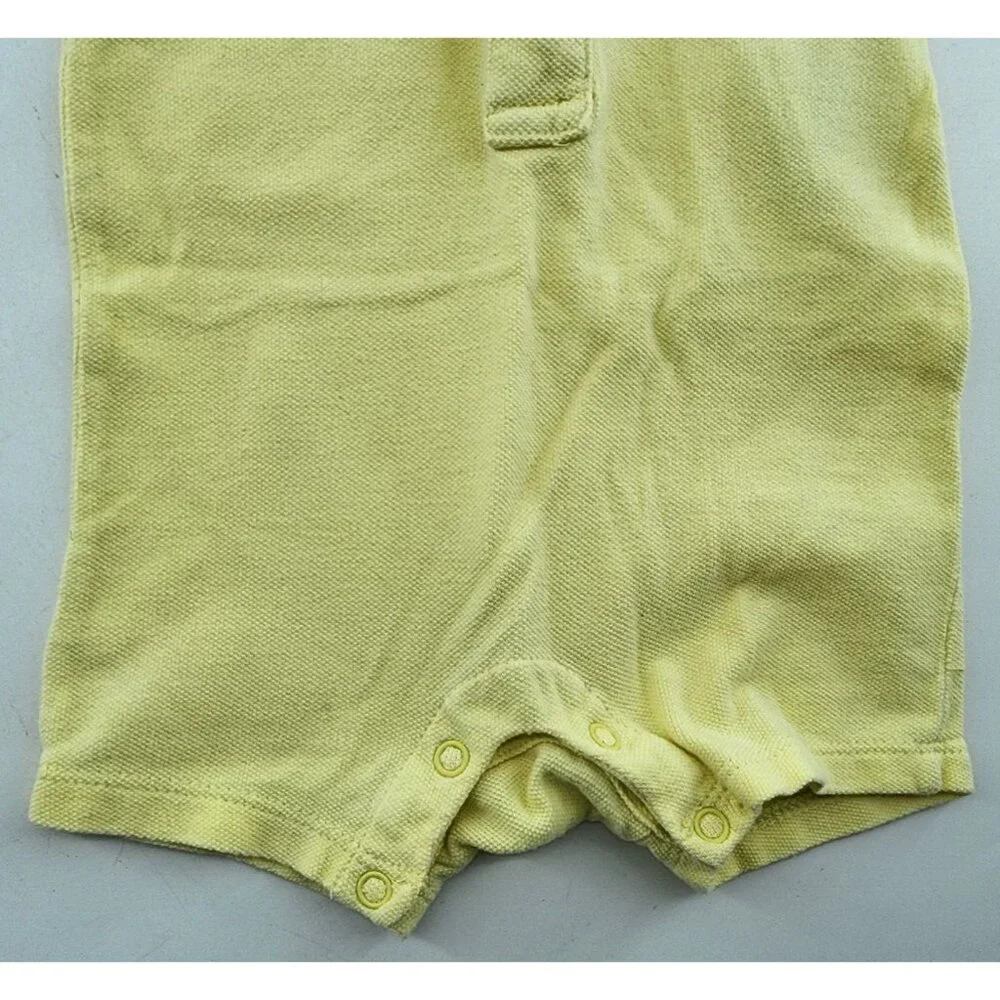 Ralph Lauren Yellow Polo Romper Baby Size 3M Pony Logo 100%‎ Cotton